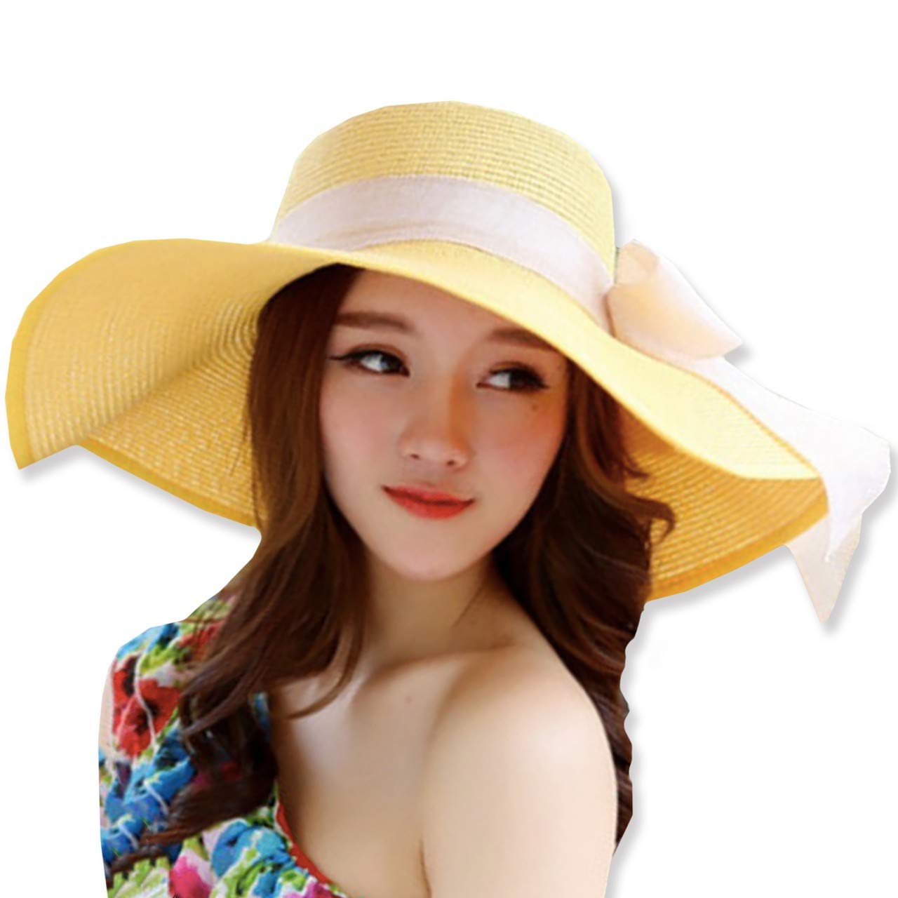 【送料無料】WHITE FANG(ホワイトファング) 麦わら 帽子 ハット セレブ 折りたたみ つば広 紫外線 UV ..