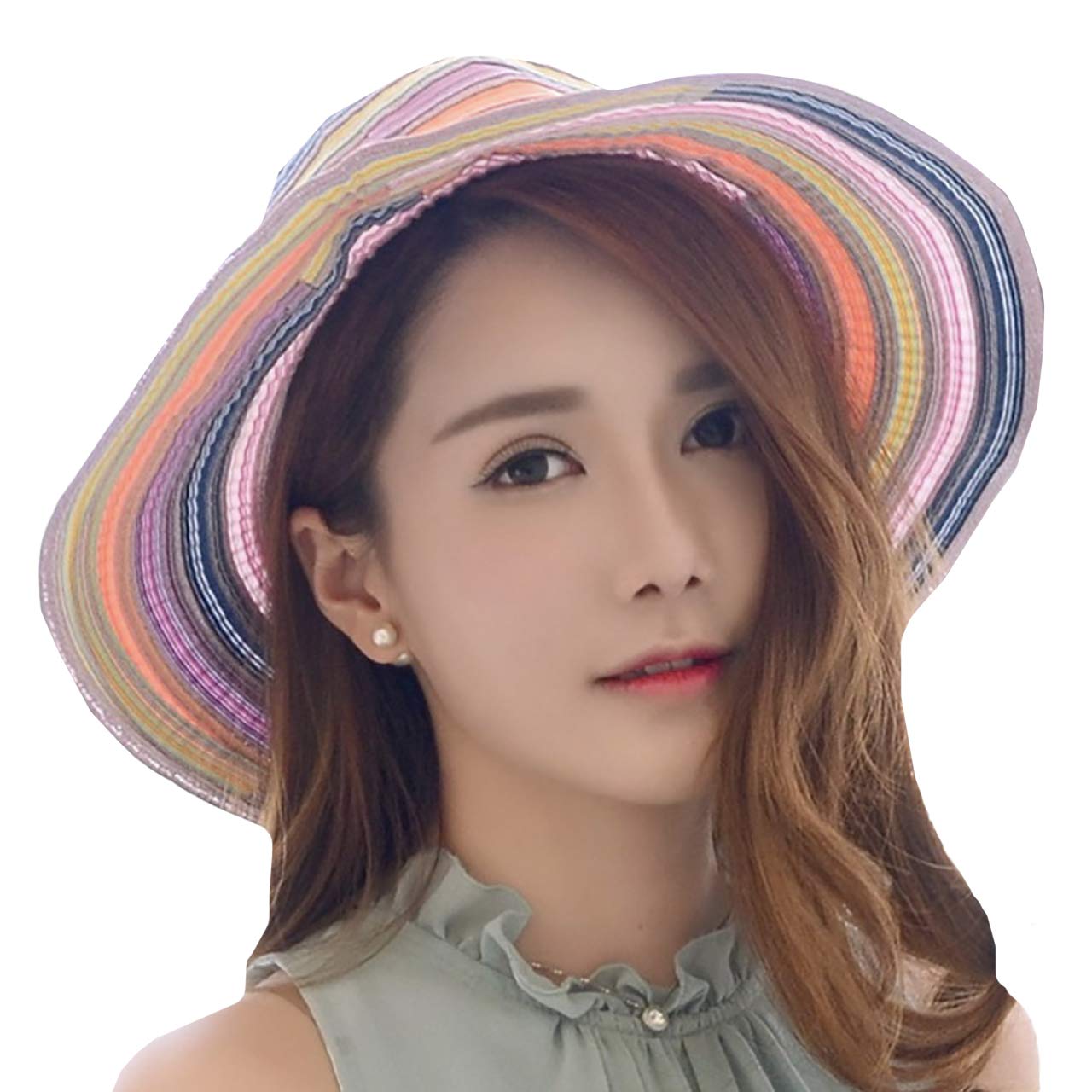 【送料無料】WHITE FANG(ホワイトファング) 帽子 ハット カラフル マーブル 折りたたみ つば広 紫外線 UV 日よけ レディース CA250 色：06:パープル、サイズ：サイズ