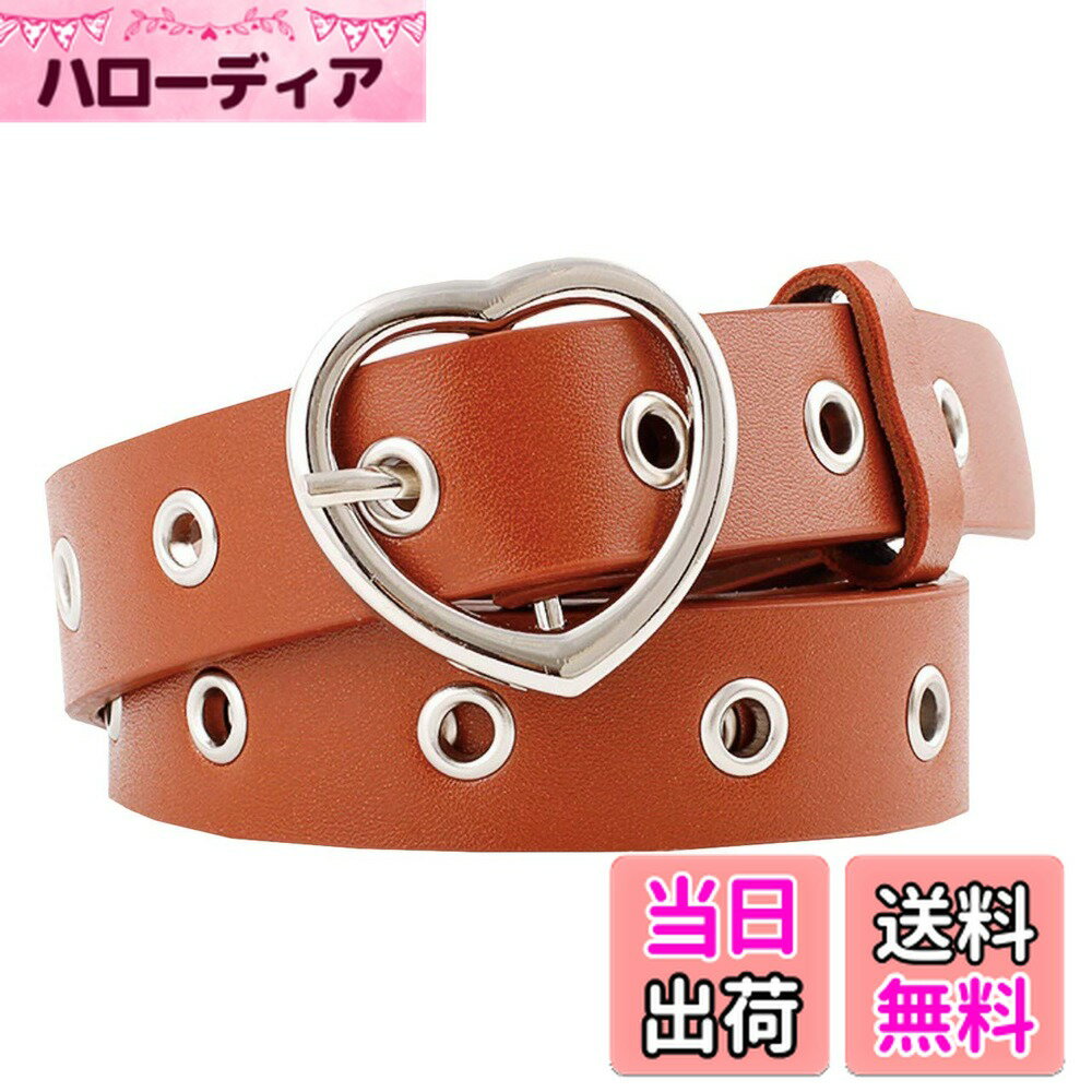 【送料無料】WHITE FANG(ホワイトファング) レザー ベルト おしゃれ 細い カジュアル ハート バックル 穴あき 皮 革 レディース BT070 色：05:キャメル、サイズ：サイズ