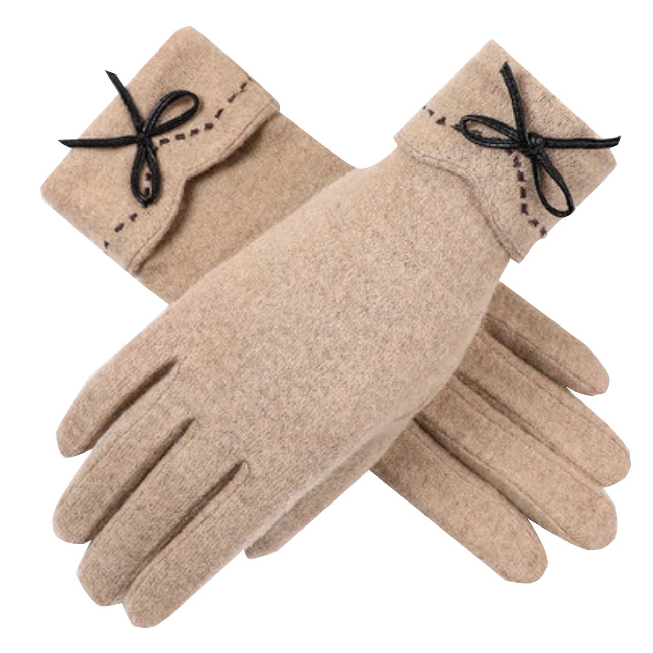 【送料無料】WHITE FANG(ホワイトファング) 手袋 グローブ 秋冬 防寒 リボン おしゃれ かわいい スマホ 対応 裏起毛 レディース NT097 色：03:ベージュ、サイズ：サイズ