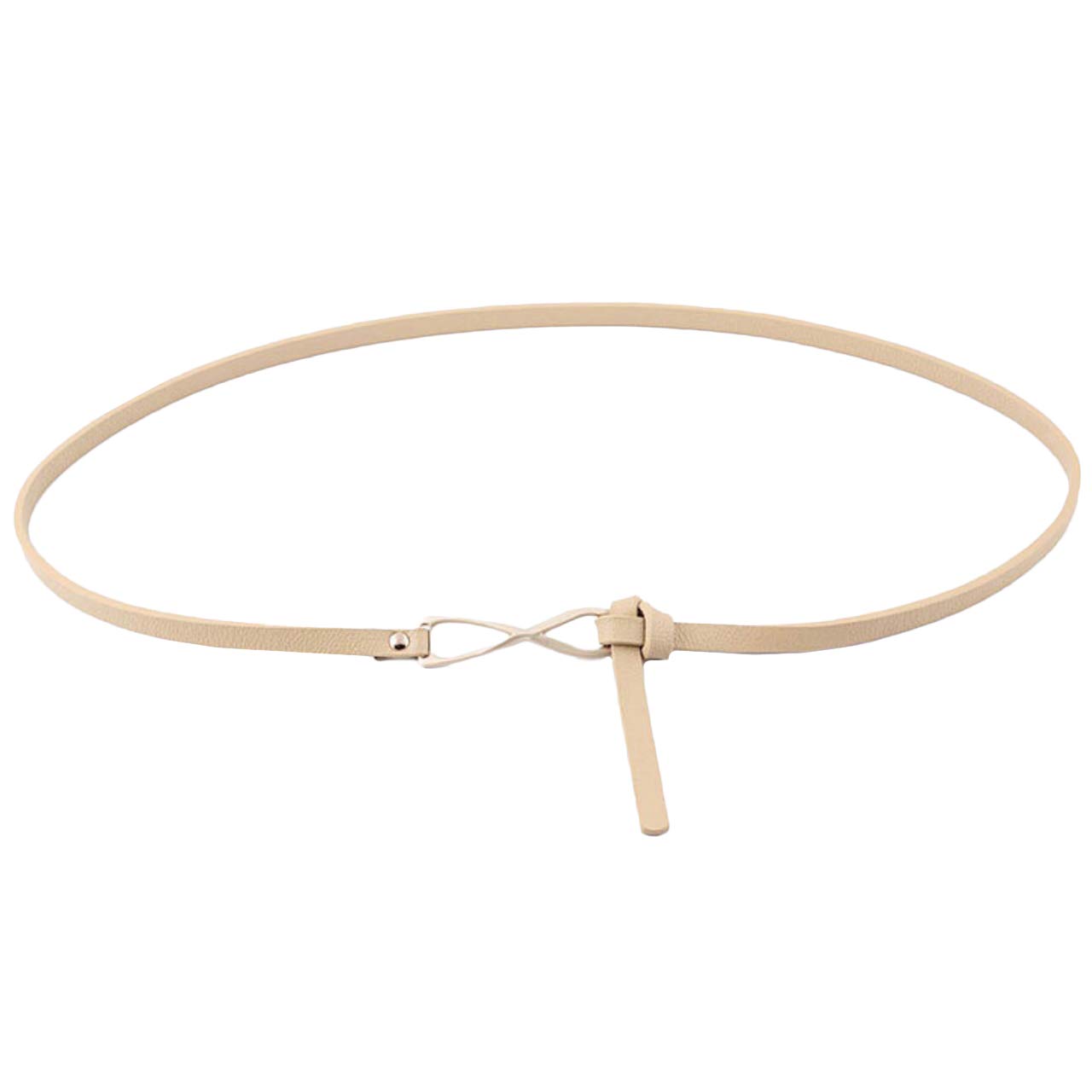 【送料無料】WHITE FANG(ホワイトファング) レザー ウエスト ベルト 細 紐 黒 白 赤 カジュアル 革 皮 合皮 レディース BT113 色：05:ベージュ、サイズ：サイズ