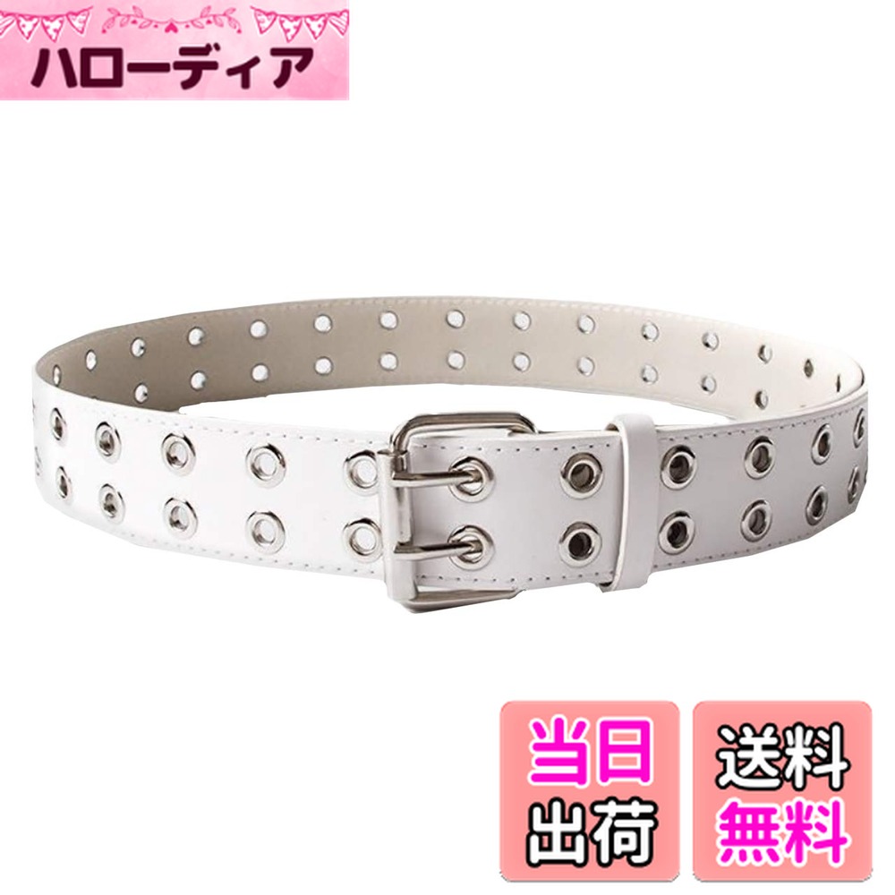 【送料無料】WHITE FANG(ホワイトファング) レザー ベルト おしゃれ ベルト シルバー 黒 白 カジュアル ロック 皮 革 レディース BT155 色：02:ホワイト、サイズ：サイズ