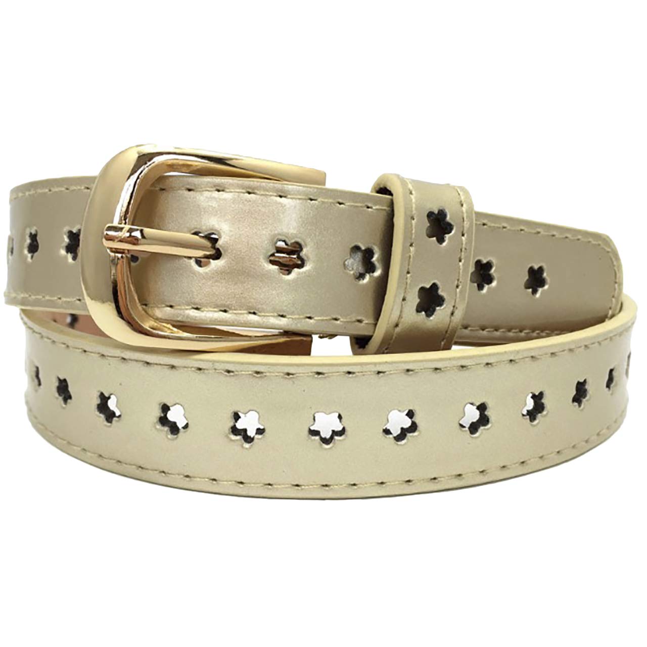 【送料無料】WHITE FANG(ホワイトファング) レザー ベルト エナメル スター 星 おしゃれ カジュアル ビジネス レディース BT206 色：07:ゴールド、サイズ：サイズ