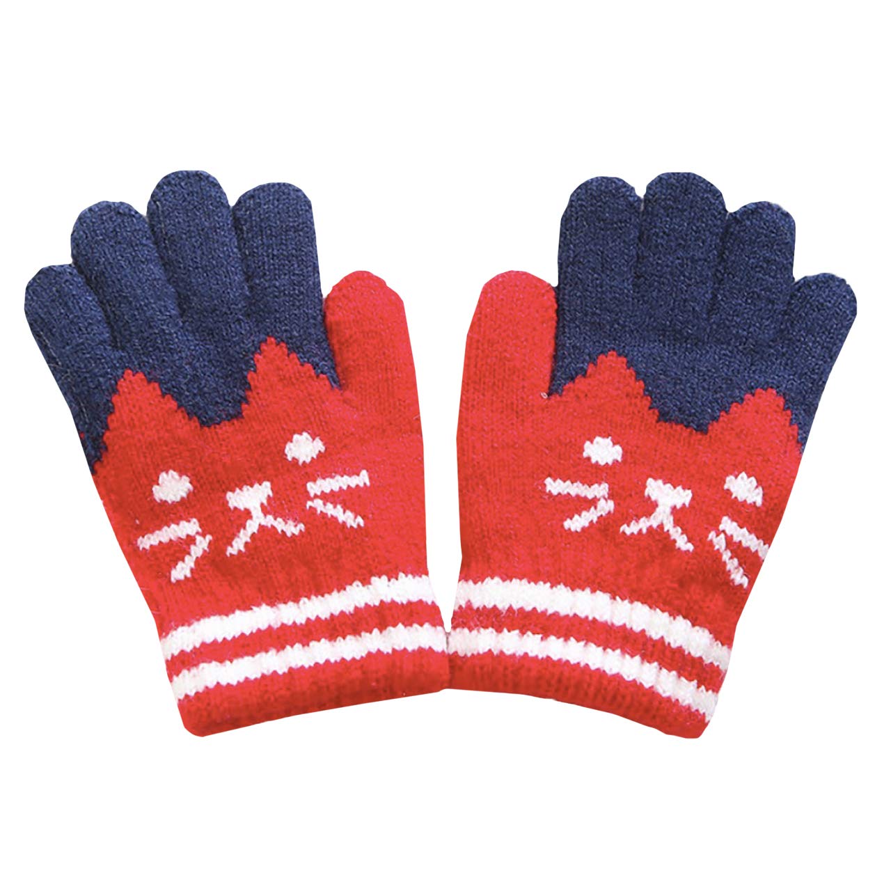 【送料無料】WHITE FANG(ホワイトファング) ニット 手袋 防寒 かわいい 猫 ねこ 子供用 キッズ ジュニア ガールズ ボーイズ NT079 色：03:レッド、サイズ：サイズ