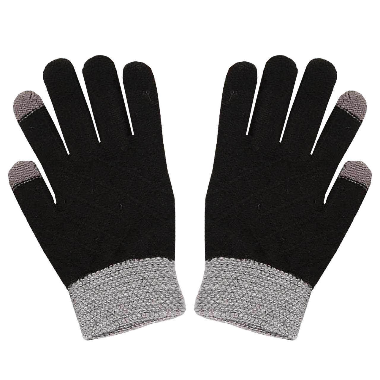 【送料無料】WHITE FANG(ホワイトファング) ニット 手袋 グローブ 防寒 秋冬 おしゃれ スマホ タッチパネル メンズ レディース NT044 色：03:ブラック、サイズ：サイズ