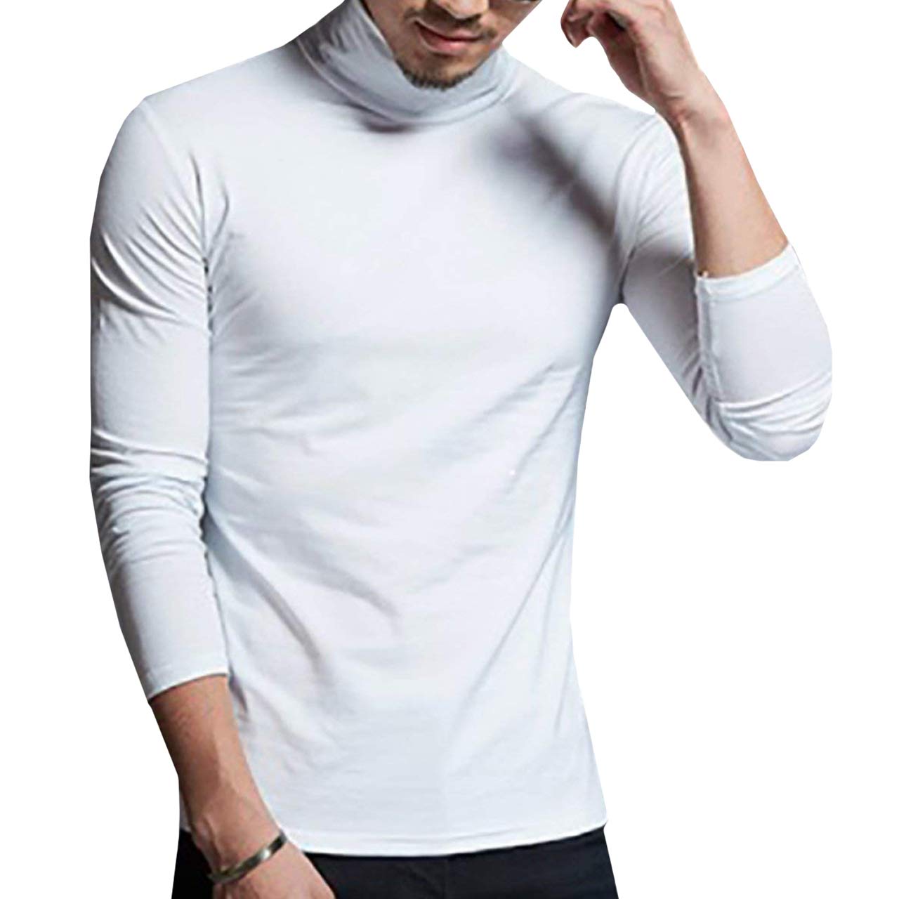 【送料無料】WHITE FANG(ホワイトファング) タートル Tシャツ 長袖 ハイネック カットソー トップス インナー メンズ LT004 色：02:ホワイト、サイズ：M