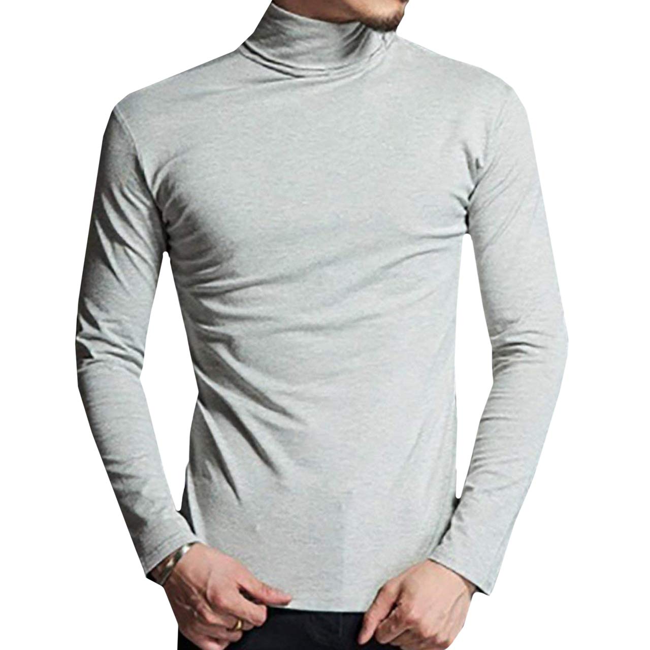 【送料無料】WHITE FANG(ホワイトファング) タートル Tシャツ 長袖 ハイネック カットソー トップス インナー メンズ LT004 色：03:ライトグレー、サイズ：L