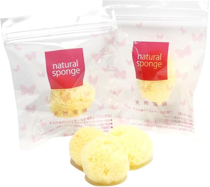 【送料無料】【3個入り】HOKUTO ミニ海綿 天然海綿（小） 生理用品 スポンジ 業務用 天 個包装 ジップ..