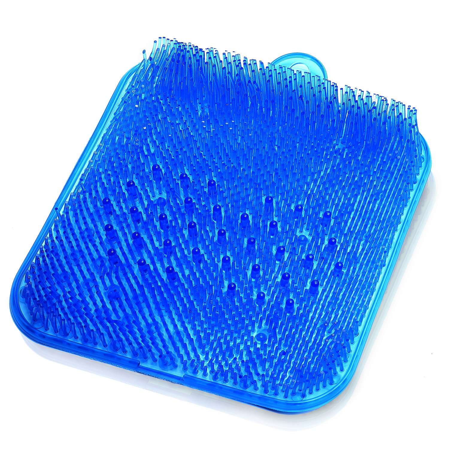 【送料無料】(ムジナ) mujina 足洗いマット お風呂で角質ケア 吸盤 壁掛けフック用穴付き 色：ブルー、..