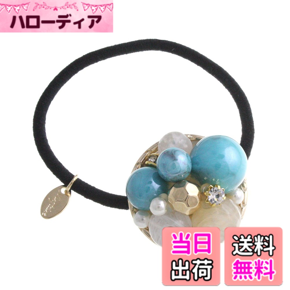 乐天商城 - 【送料無料】[ヴァンテーヌ] VINGTAINE ターコイズカラー ミックス ヘアゴム サークル エスニック デイリー ヘアアクセ ヘアアクセサリー H7094- 色：ターコイズ
