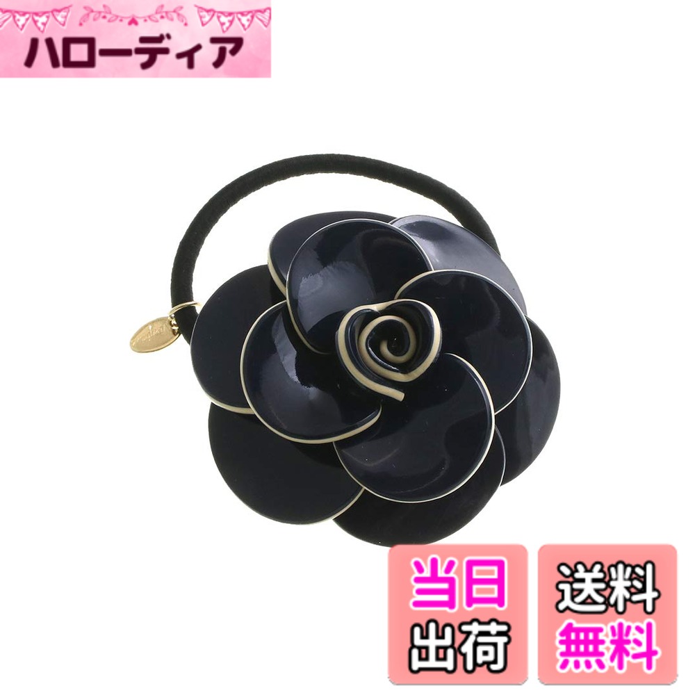 Hair Rubber Band - 【送料無料】[ヴァンテーヌ] VINGTAINE カメリア カラー ヘアゴム ポニーフック ヘアカフ フラワー 花 大人可愛い 2次会 ヘアアクセサリー H7342 色：ネイビー(ヘアゴム)