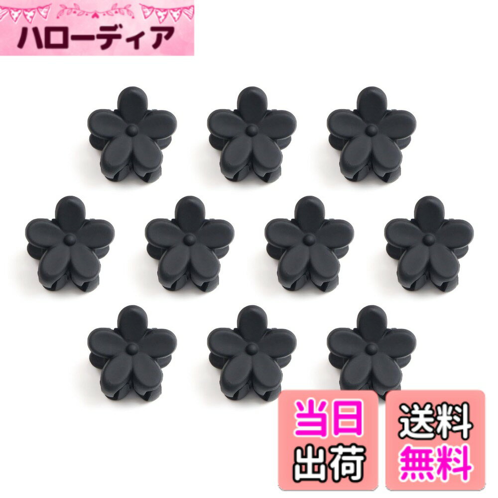 【送料無料】ヘアクリップ ミニ 花 小さめ かわいい 前髪 髪留め ヘアピン クリップ【10個入り】きらきらぷんぷん丸 色：ブラック