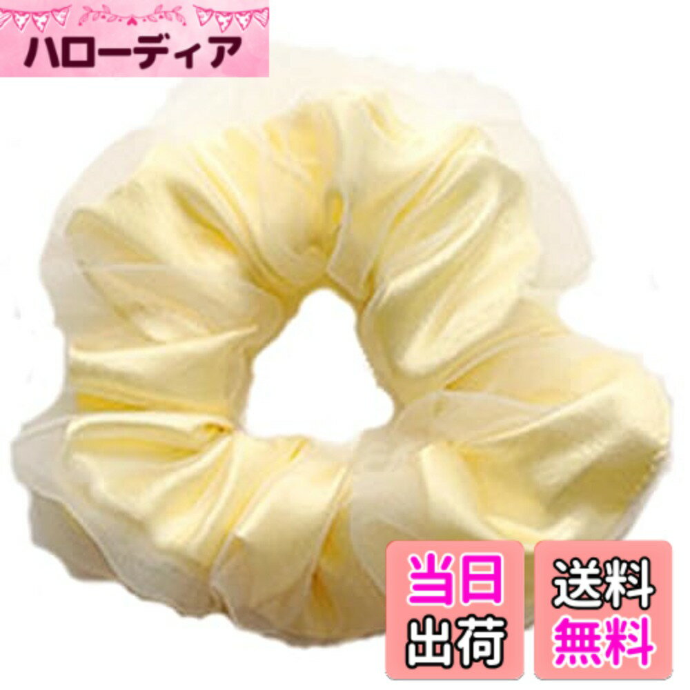 Hair Rubber Band - 【送料無料】LED 光る ヘアゴム シュシュ 髪飾り 夜間 目立つ 安全 便利 使いやすい デザイン 色：イエロー、サイズ：11cm