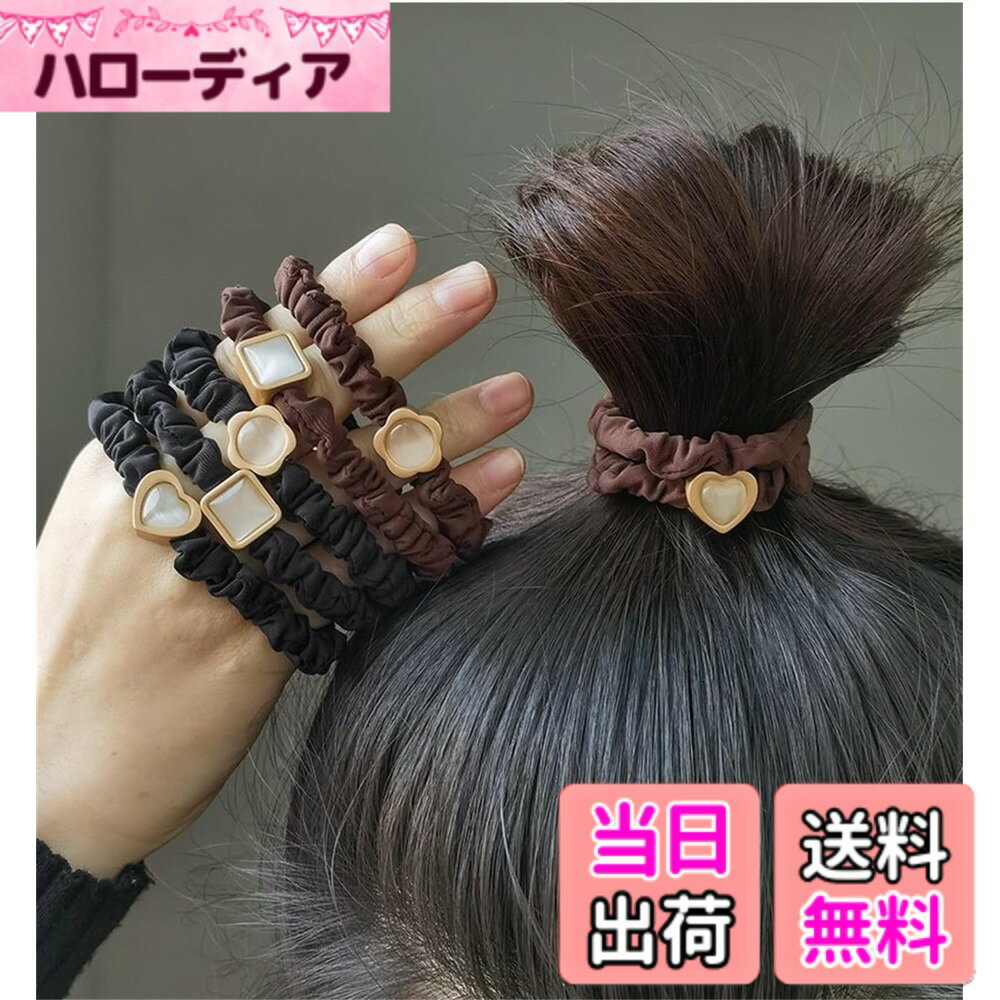 Hair Rubber Band - 【送料無料】[VOKLLIYU] 6個セット ヘアゴム 髪飾り おしゃれ レディース 女性 簡約 高弾性 ヘアアクセサリー 髪留め リングゴム シンプル かわいい 髪束ね 大人 通勤 日常 色：6個セット-1
