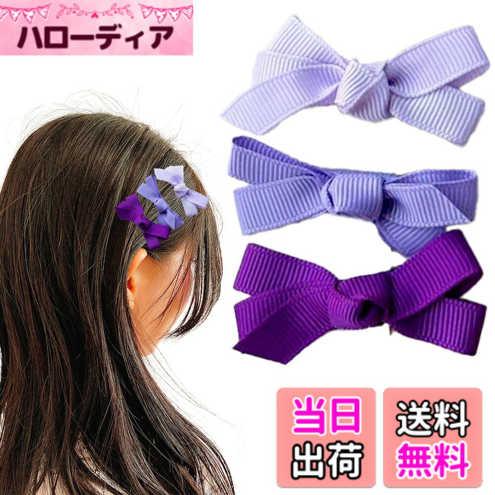 【送料無料】ミニリボンクリップ3色セット [並行輸入品] 色：パープル