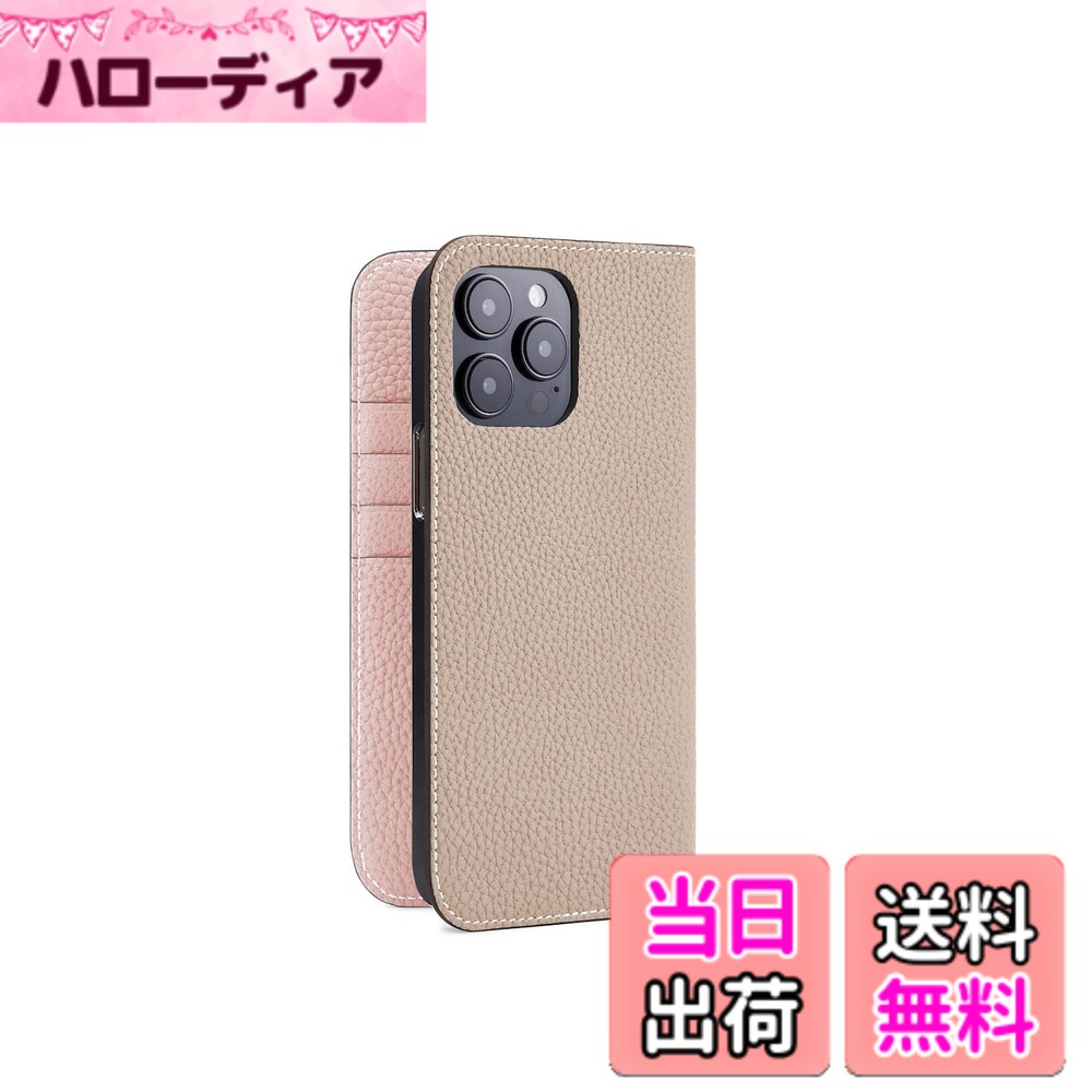 乐天商城 - 【送料無料】【ボナベンチュラ】ダイアリーケース シュリンクレザー 色：グレージュ x サクラ、サイズ：iPhone 14 Pro Max