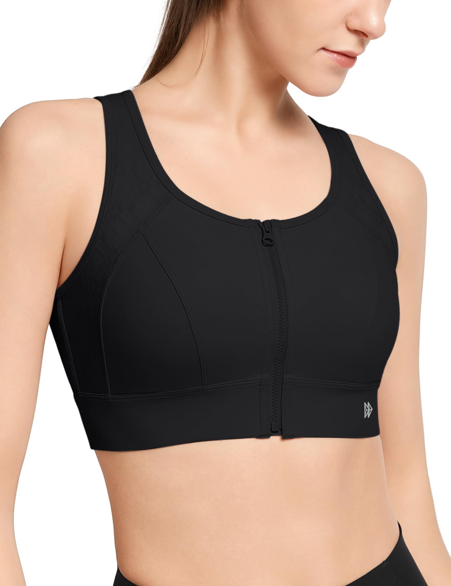 【送料無料】イベット スポーツブラ 揺れない 前開き レディース ハイサポート 大きいサイズ 吸汗速乾 レーサーバック 一体型カップ ノンワイヤー ブラジャー ジム ランニング スポブラ 色：ブラック、サイズ：XL