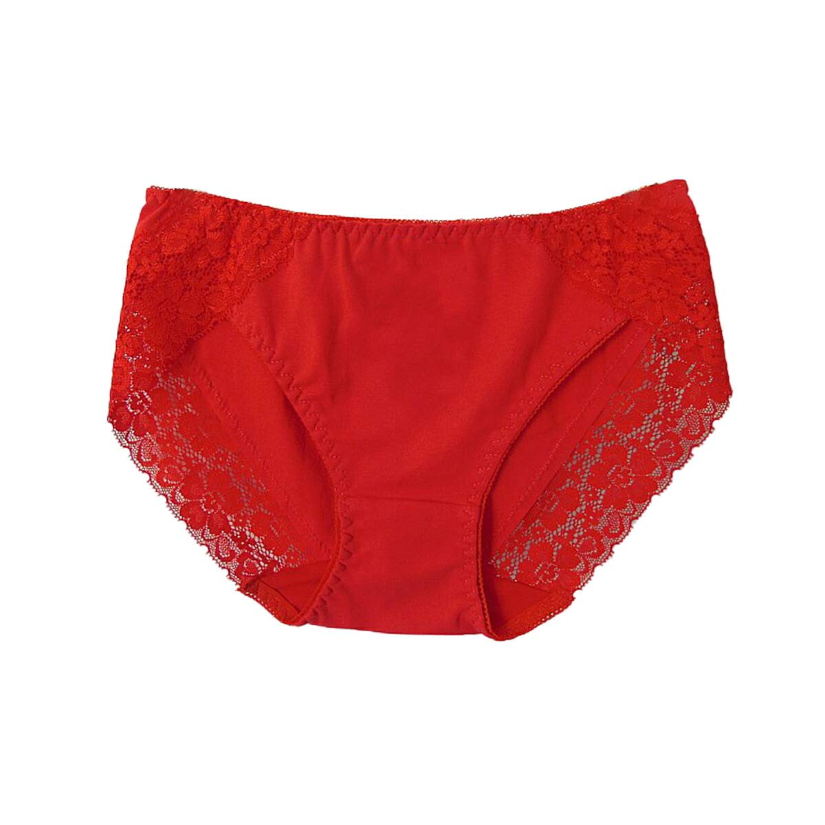 【送料無料】[Karly Shop] 綿95% スタンダードショーツ レディース レギュラー レース シンプル 無地 伸びる 痛くない 柔らかい コットン 単品 rs1 色：レッド、サイズ：M