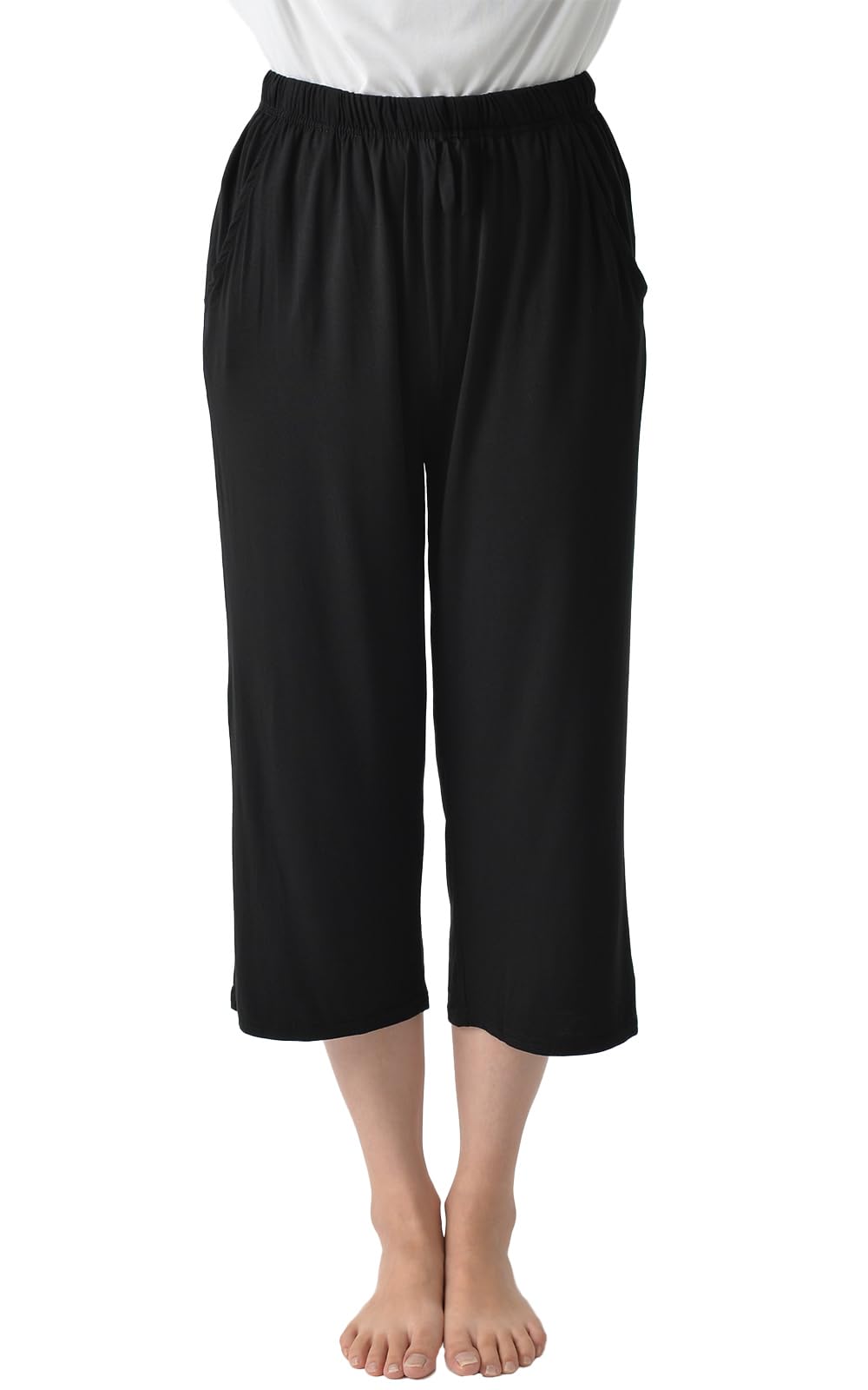 【送料無料】[JANJAM] 大きいサイズ レディース ボトムス リラックスパンツ クロップドパンツ 8分丈 ウ..