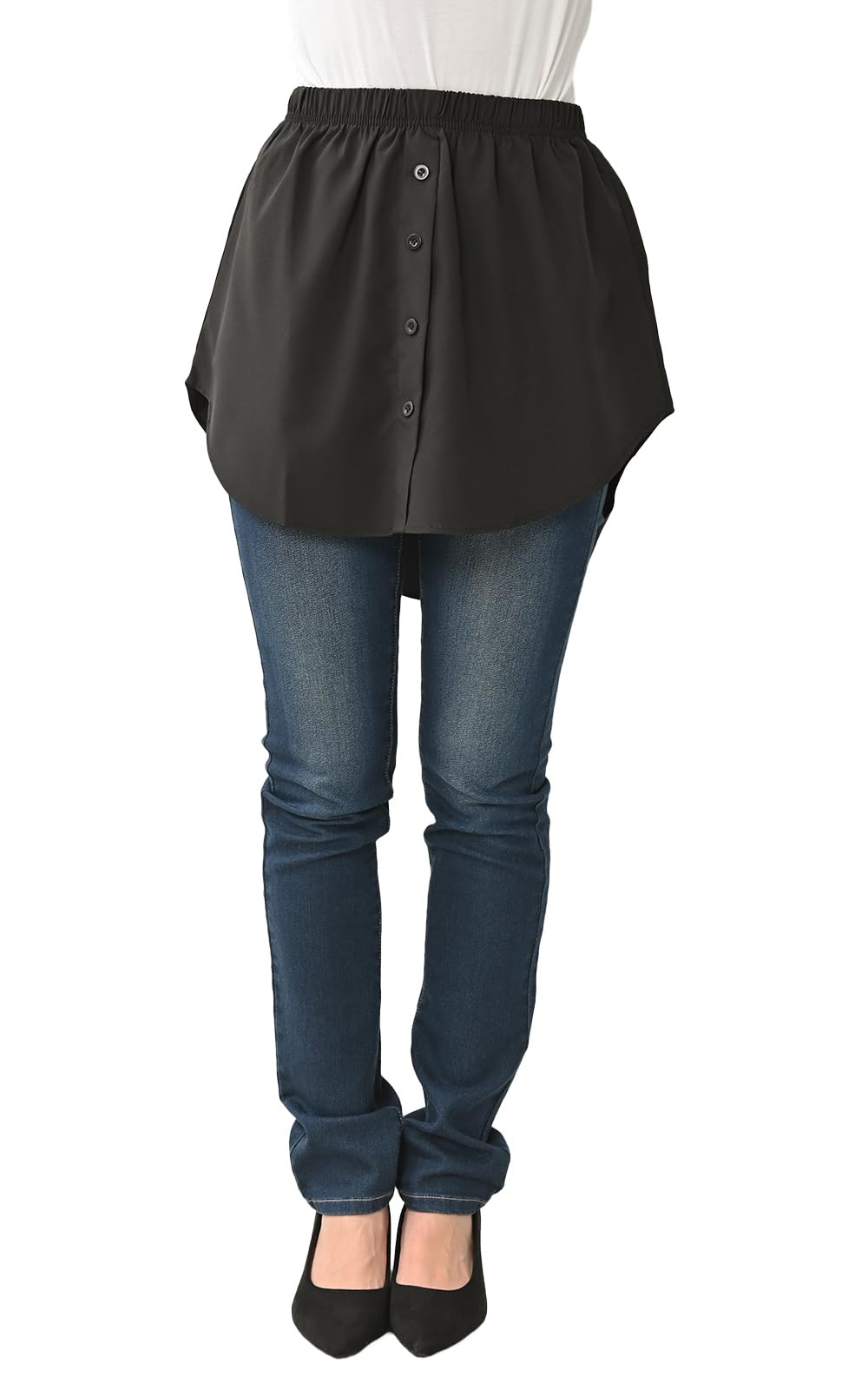 【送料無料】[JANJAM] 大きいサイズ レディース 付け裾 レイヤード ウエストゴム プラスワン雑貨 ヒッ..