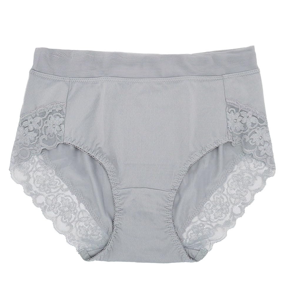 【送料無料】[Karly Shop] ショーツ すっぽり レディース ストレッチ 大きいサイズ くい込まない 痛くない レース 響かない シンプル 快適 伸びる s331 色：グレー、サイズ：L