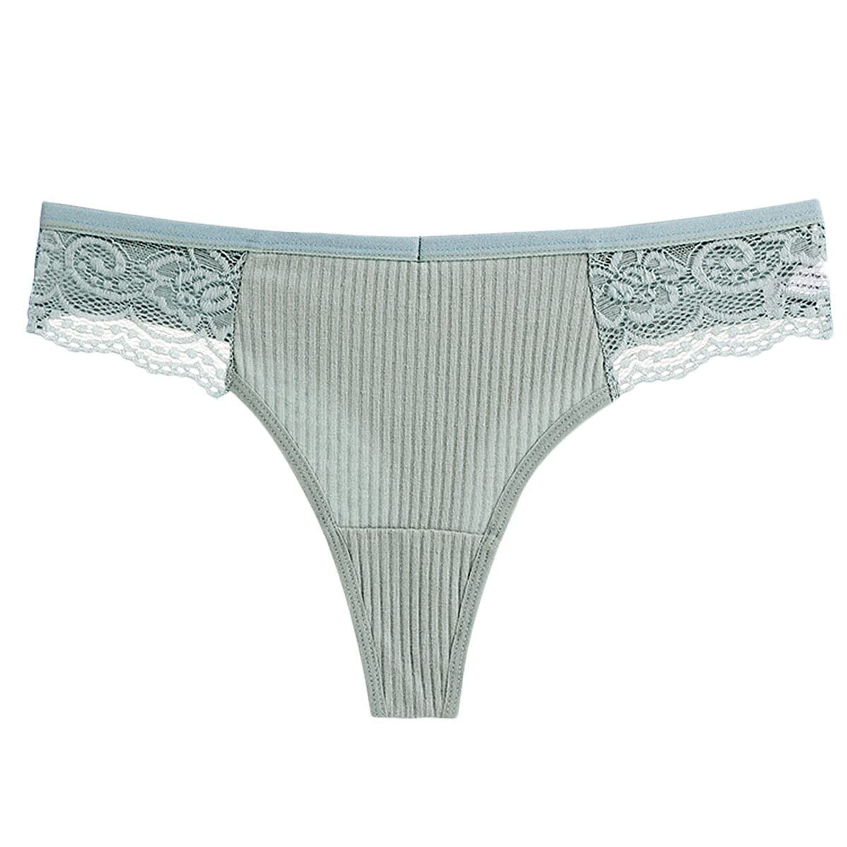 【送料無料】[Karly Shop] Tバック レディース 綿95% 柔らか コットン リブ編み ストレッチ シンプル フィット セクシー かわいい レース 9283 色：ブルー、サイズ：XL