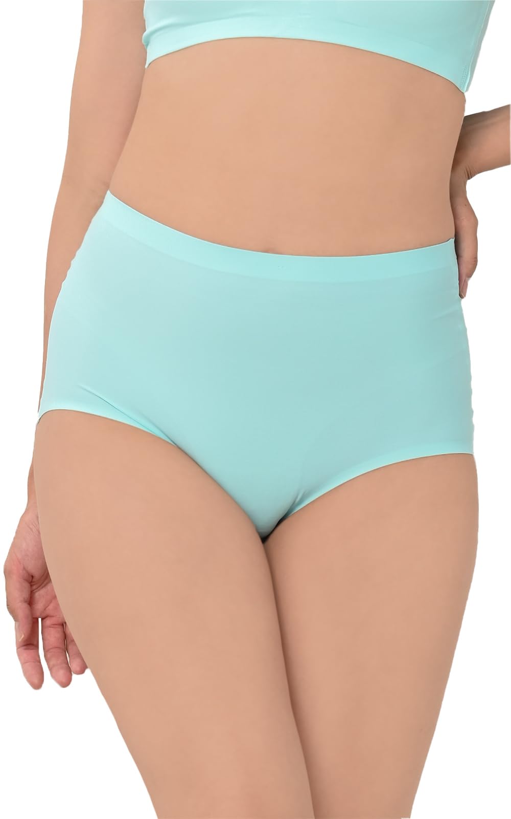 【送料無料】[JANJAM] 大きいサイズ レディース ショーツ 下着 シームレス ハイウエスト 選べる素材 カラバリ豊富 インナー 色：ライトブルー【プレーン】、サイズ：5L