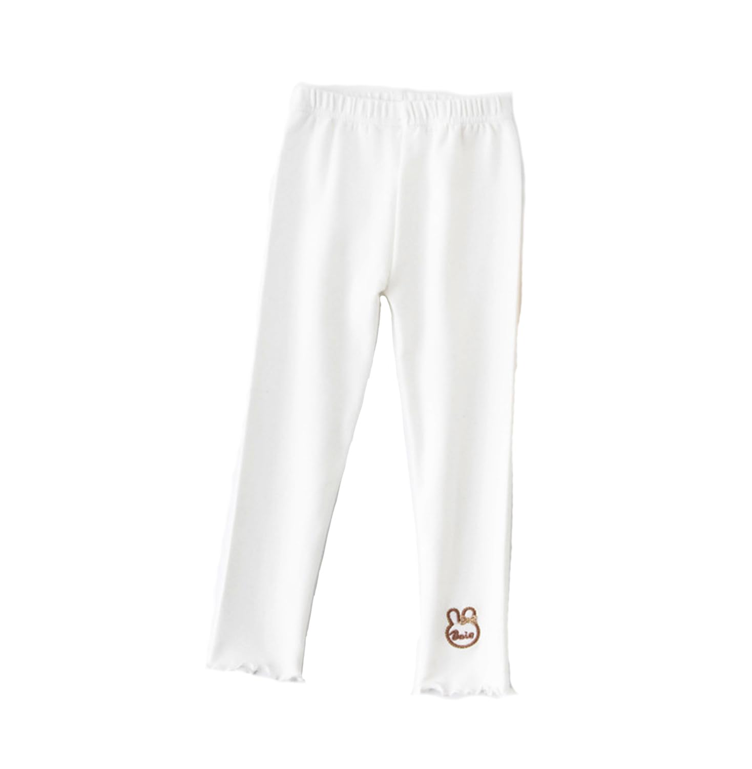 【送料無料】[VOKLLIYU] 女の子 レギンスパンツ 綿 春夏秋冬 ロングパンツ 100-150cm キッズ 10分丈 可愛い 子供服 スパッツ 長ズボン ガールズ 伸縮性 色：2-白、サイズ：110