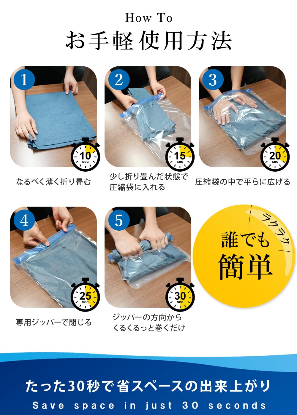 【送料無料】TAVILAX【るるぶ掲載＆1級整理収納アドバイザー監修】 圧縮袋 旅行 旅行用圧縮袋 衣類圧縮袋 衣類 便利グッズ ふとん収納袋 色：手巻きタイプ、サイズ：万能旅行セット【全サイズ】 hellodear-10459646 ハローディア楽天市場店 サンプル画像3