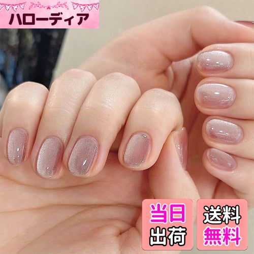 【送料無料】FINGOOO ネイルチップ マグネットタイプ 24枚入り 両面テープ付き 付け爪 つけ爪 ラウンドチップ ジェルネイル キラキラ シンプル 可愛い...