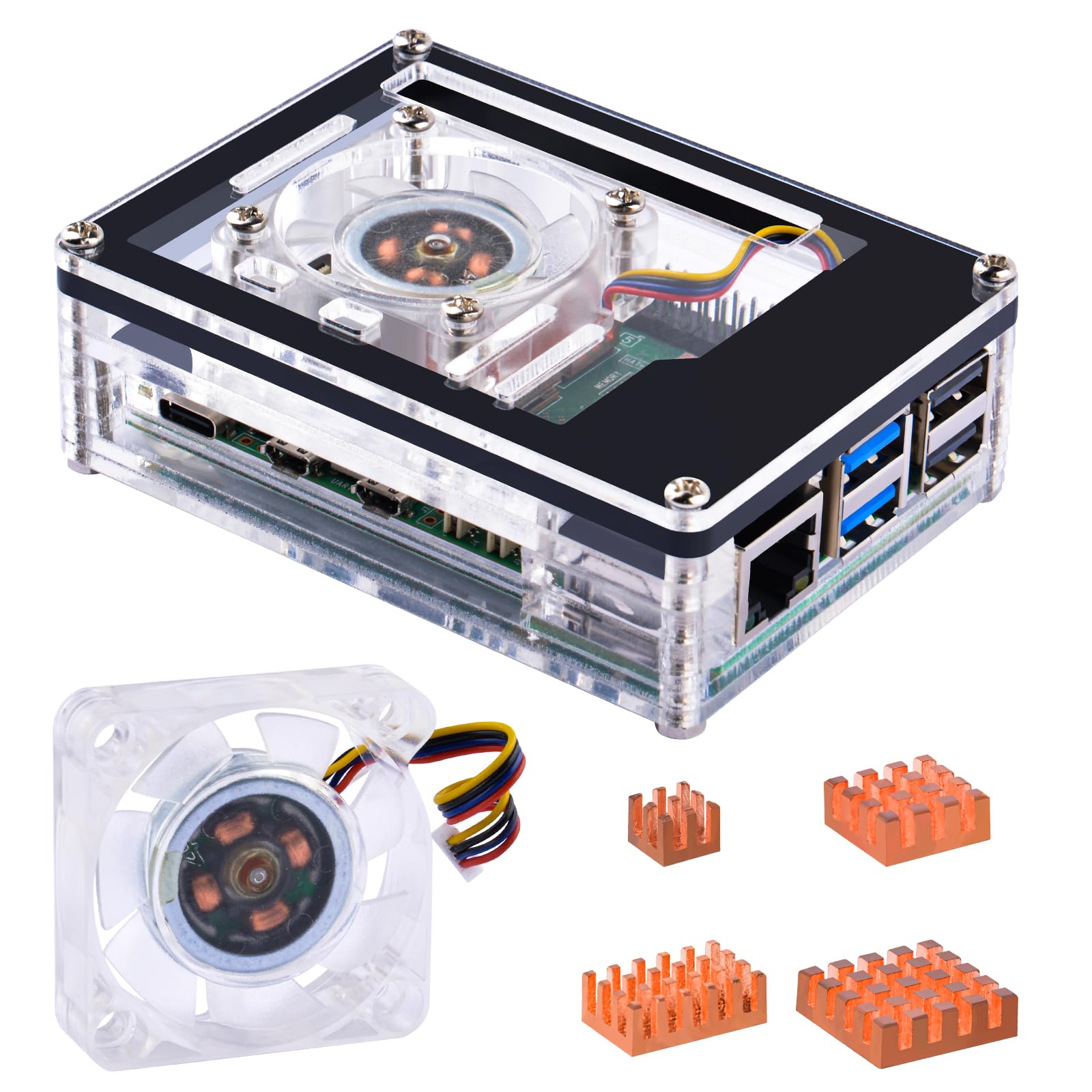 【送料無料】GeeekPi アクリルケース Raspberry Pi 5 用 Pi 5 ケース 4010 PWM 大型ファンと Raspberry..