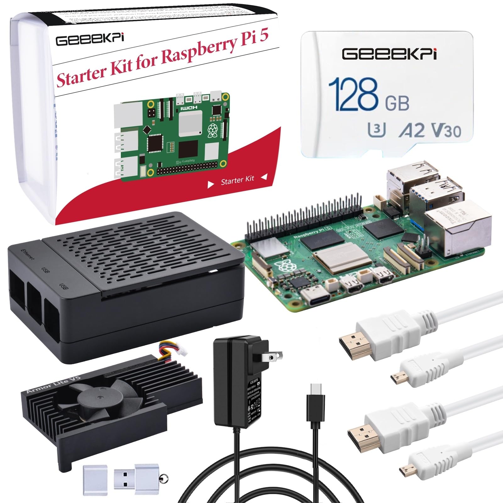 【送料無料】GeeekPi スターターキット (Raspberry Pi 5 8GB 用)、Raspberry Pi 5 8GB ボード(バンド付..