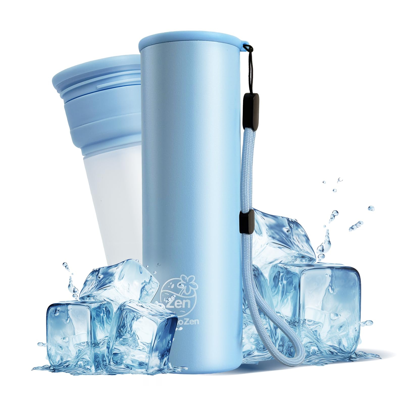 【送料無料】ThermoZen 氷嚢 魔法瓶 氷のう 多機能携帯ミニアイスパック 真空断熱保冷設計 スポーツ 水漏れ防止 応急処置 熱中症予防 繰り返し使用可能なエコアイスパック 弁当保冷に最適 (ブルー)