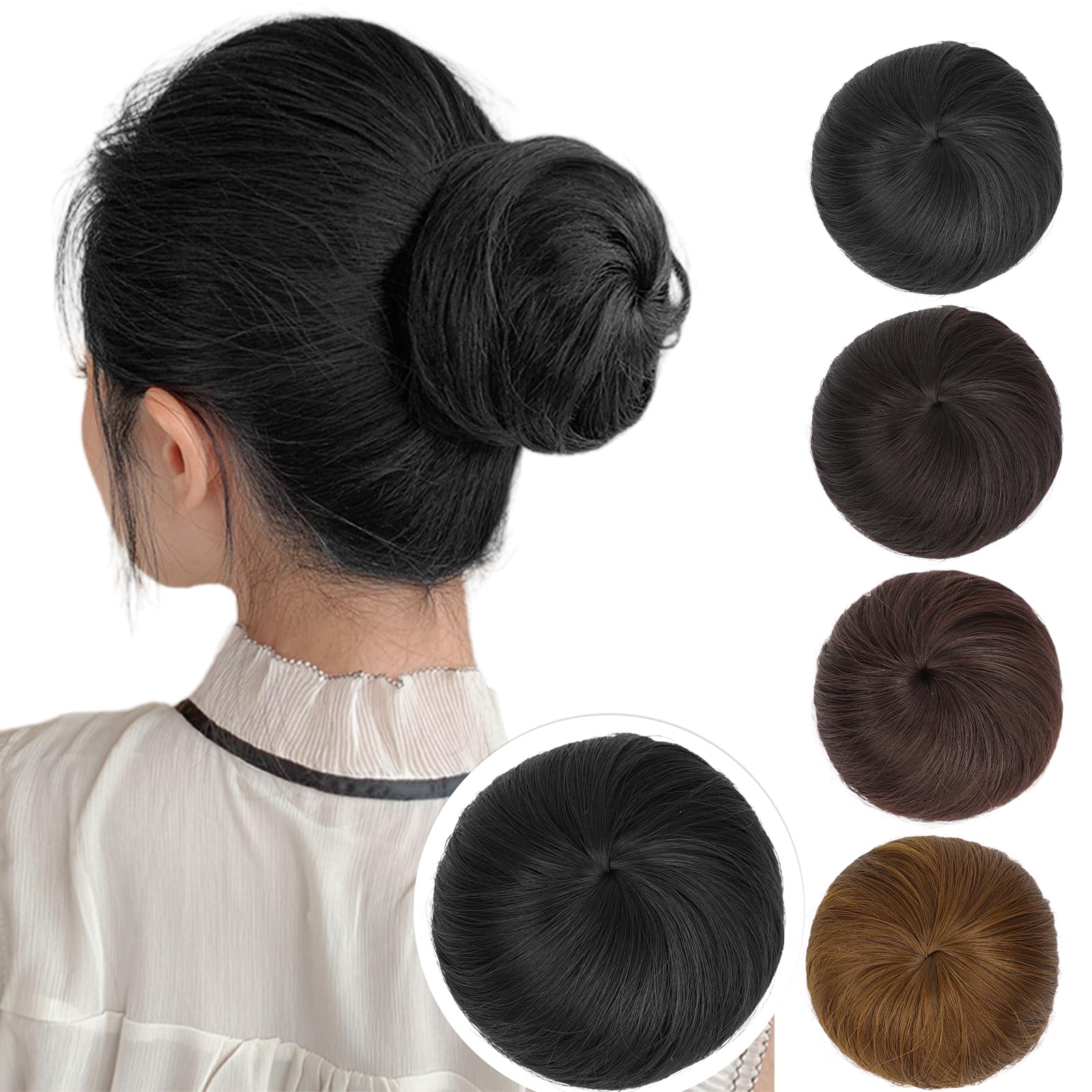 【送料無料】forcuteuお団子ウィッグ ポイントウィッグ 黒髪 お団子ヘア シニヨン 和装 つけ毛 髪飾り レディース 着物 浴衣 日常