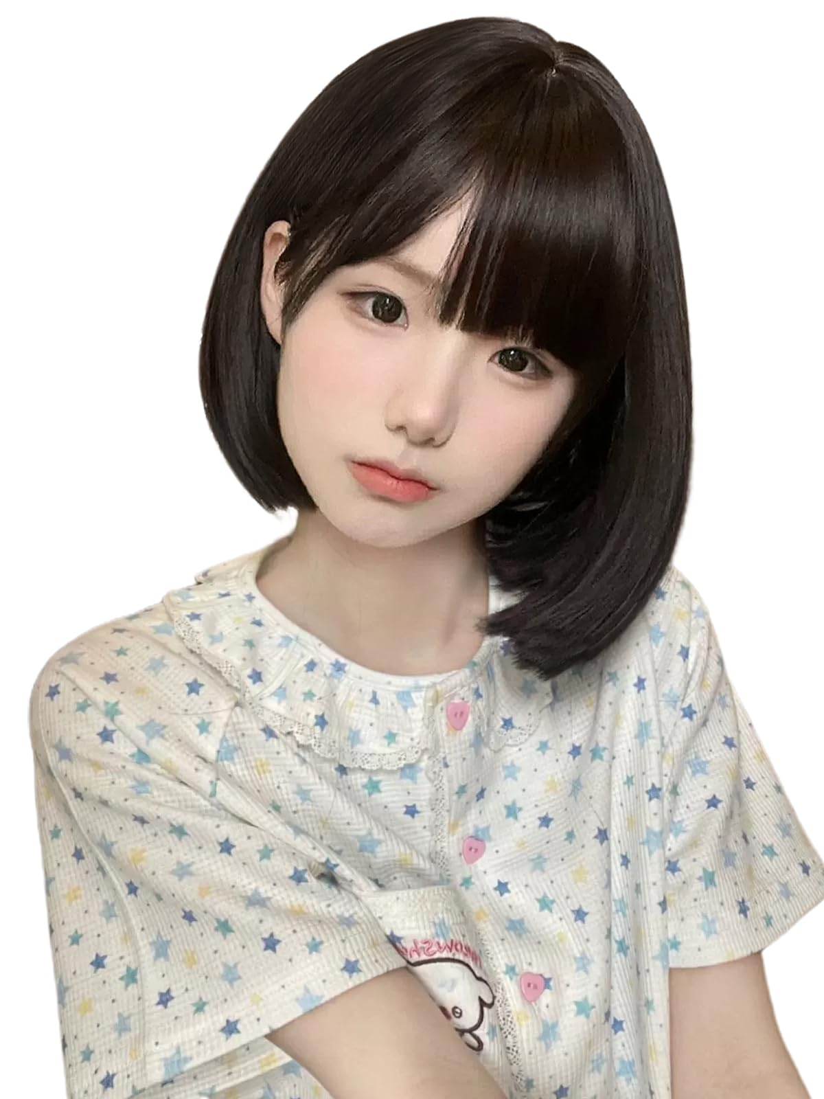 【送料無料】Vigorousウィッグ ボブ 黒 ショート ブラック フルウィッグ かつら レディーズ ストレート ぱっつん 小顔 可愛い おしゃれ 女装 原宿系 自然 耐熱