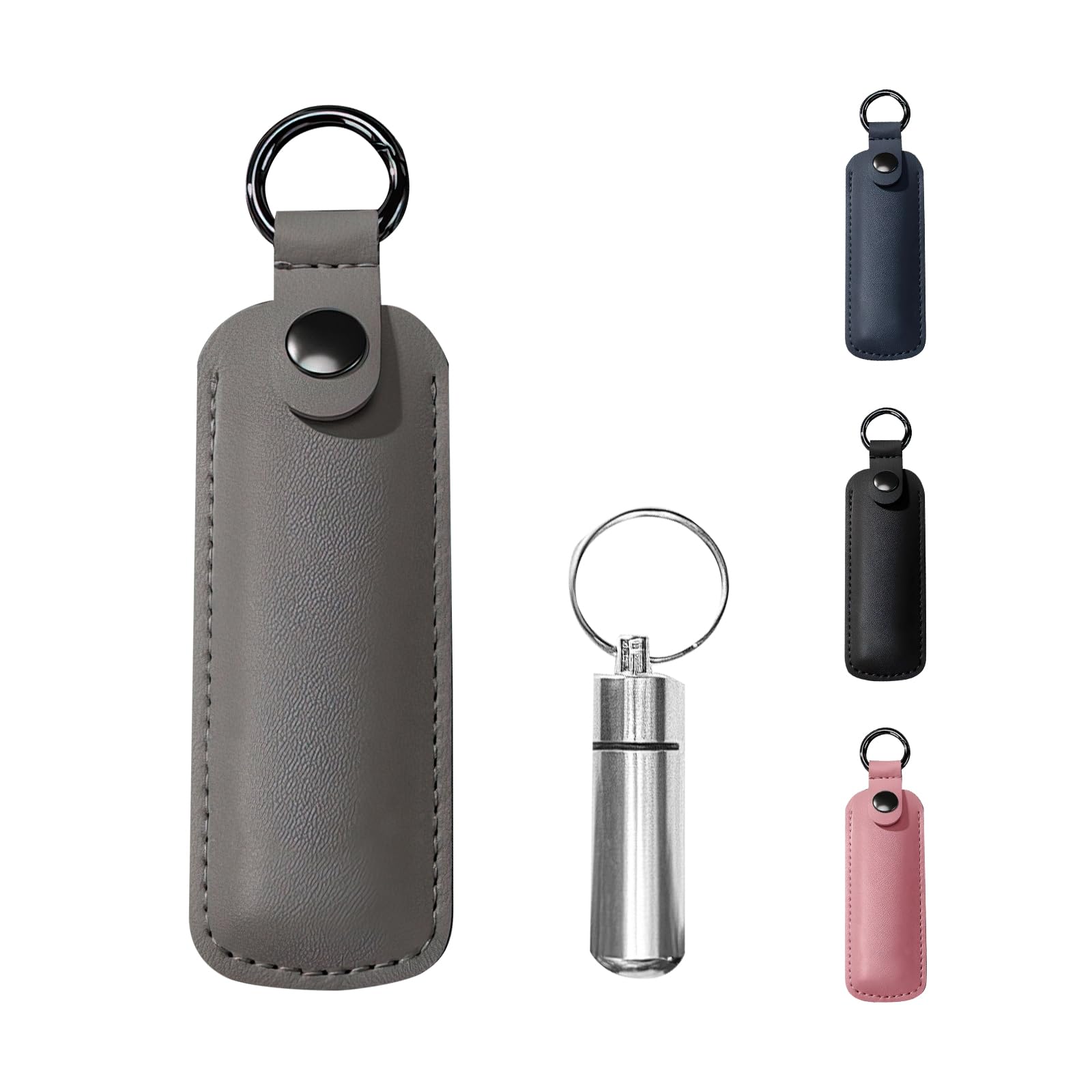 【送料無料】[雲見] 遺骨 キーホルダー 革カバー付き 防水防塵 シルバーペンダント 遺骨保護ケース付き 遺骨遺髪入れ カバー 保護 メモリアルグッズ お手元供養 記念 思いを託す 濃い灰色