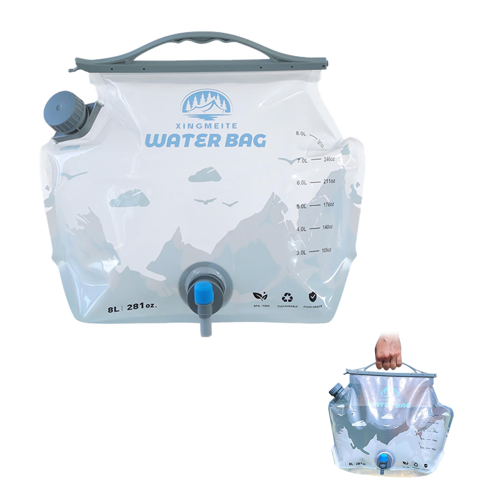 【送料無料】雲見 ウォーターバッグ キャンプ 8L 折り畳み 蛇口付き ウォーターバッグ 大容量 洗浄便利..