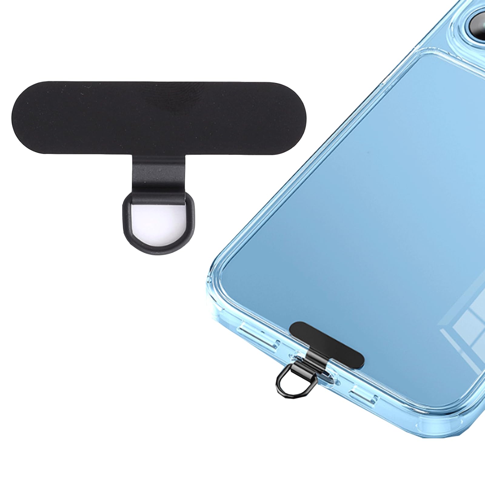 【送料無料】[Bookwarm] スマホストラップ ストラップホルダー 傷防止フィルム加工 超薄0.4mm金属製 折れ曲げ浮き防止設計 iPhone Android対応 首掛け 斜め掛け 肩掛け 落下防止 スマホアクセサリー 全機種対応 (黒)