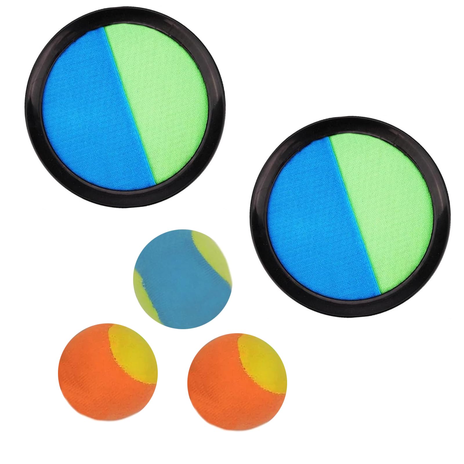 【送料無料】BTtime キャッチボール フライングボール 5個セット ディスク 親子 粘着式 マジックテープ フライングキャッチ 人気 アウトドア (クディスク*2+ボール*3)