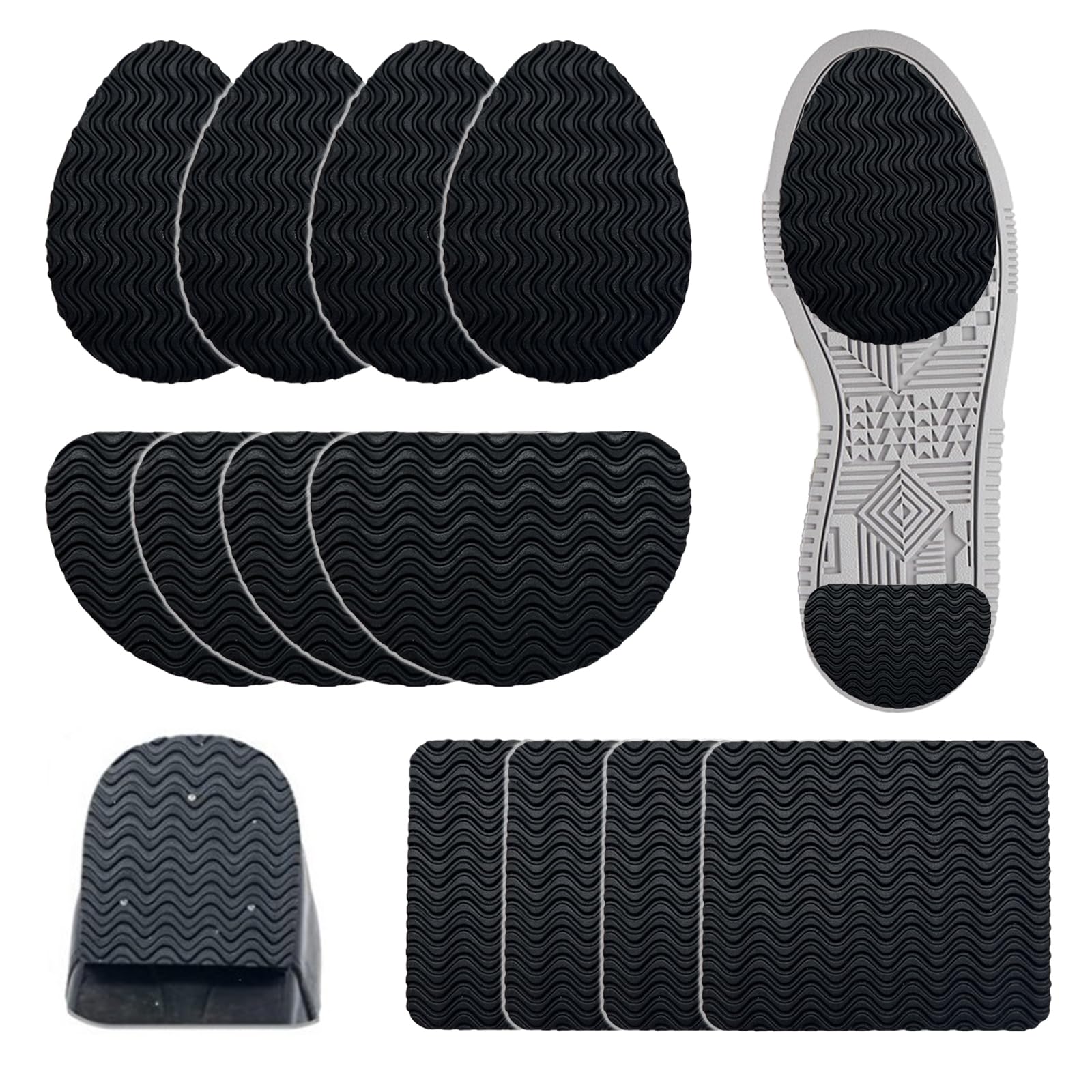 【送料無料】YFFSFDC 靴底滑り止めパッド 6ペア12枚 靴底の保護と修理 ヒールプロテクター 滑り止めアクセサリー 靴底 保護パッド 補修 男女兼用 ブラック