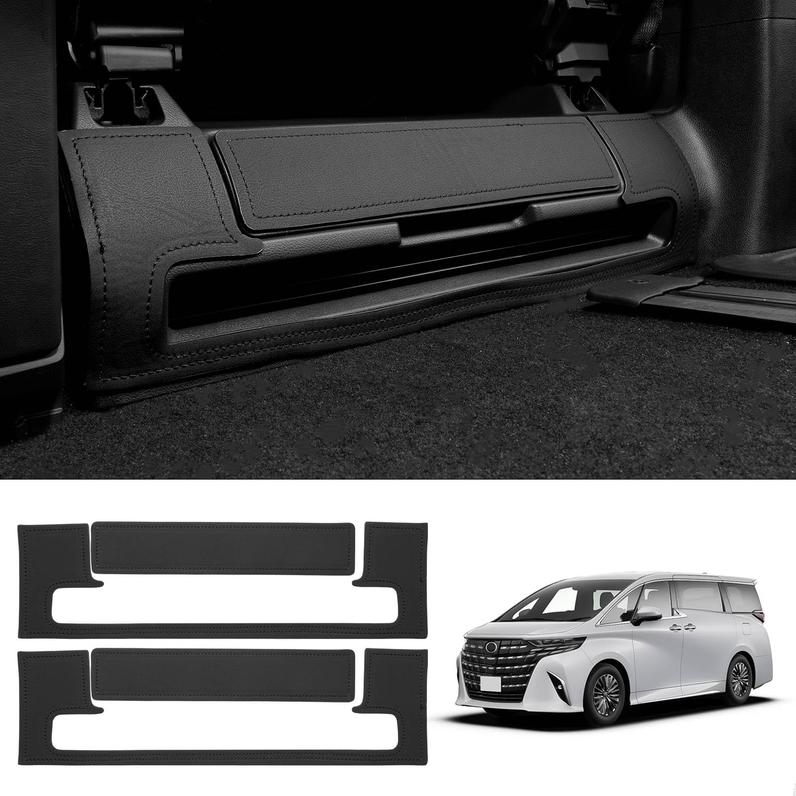 【送料無料】GIMUYA トヨタ 新型 アルファード 40系 キックガード 後部座席 ヴェルファイア フットサイド プロテクター ALPHARD VELLFIRE 40系 AGH4#W AAHH4#W TAHA4#W 2023年6月～ 専用 キズ・汚れ防止 内装 カスタムパーツ アクセサリー シールタイプ PUレザー製 ブラ