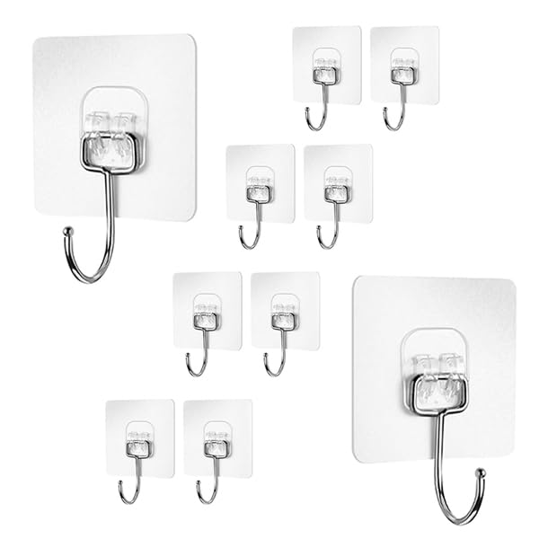 【送料無料】YFFSFDC 壁掛けフック 工事不要 透明フック 粘着フック 強力 傷つけない 貼り付け跡なし 穴開けない 防水 防湿 キッチン トイレ 錆びない...