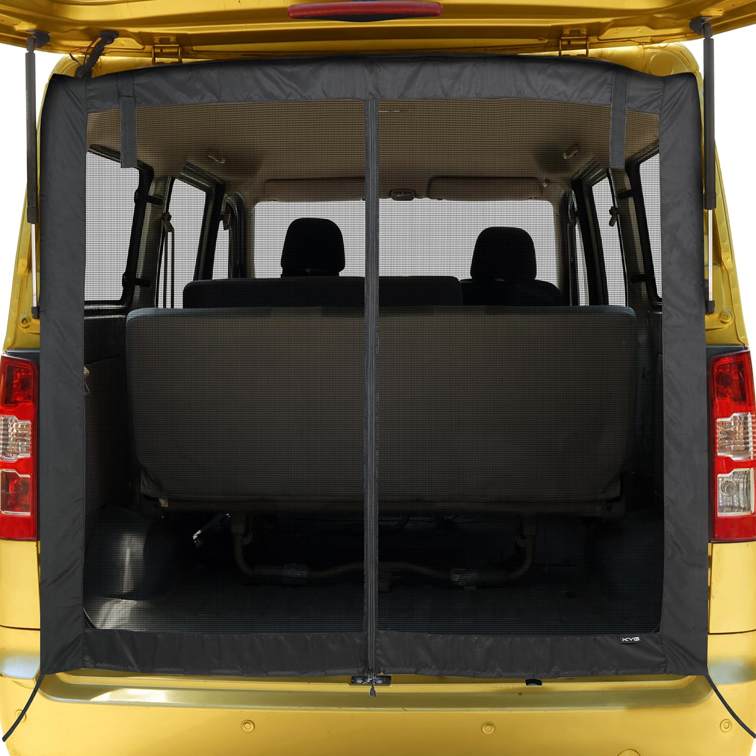 【送料無料】KYG 車 カーテン マグネット固定 リアゲート用防虫ネット 車中泊用品 虫除け 網戸 両面スライドファスナー 取付簡単 カー用品 アウトドア 車中泊 キャンプ 140x130cm