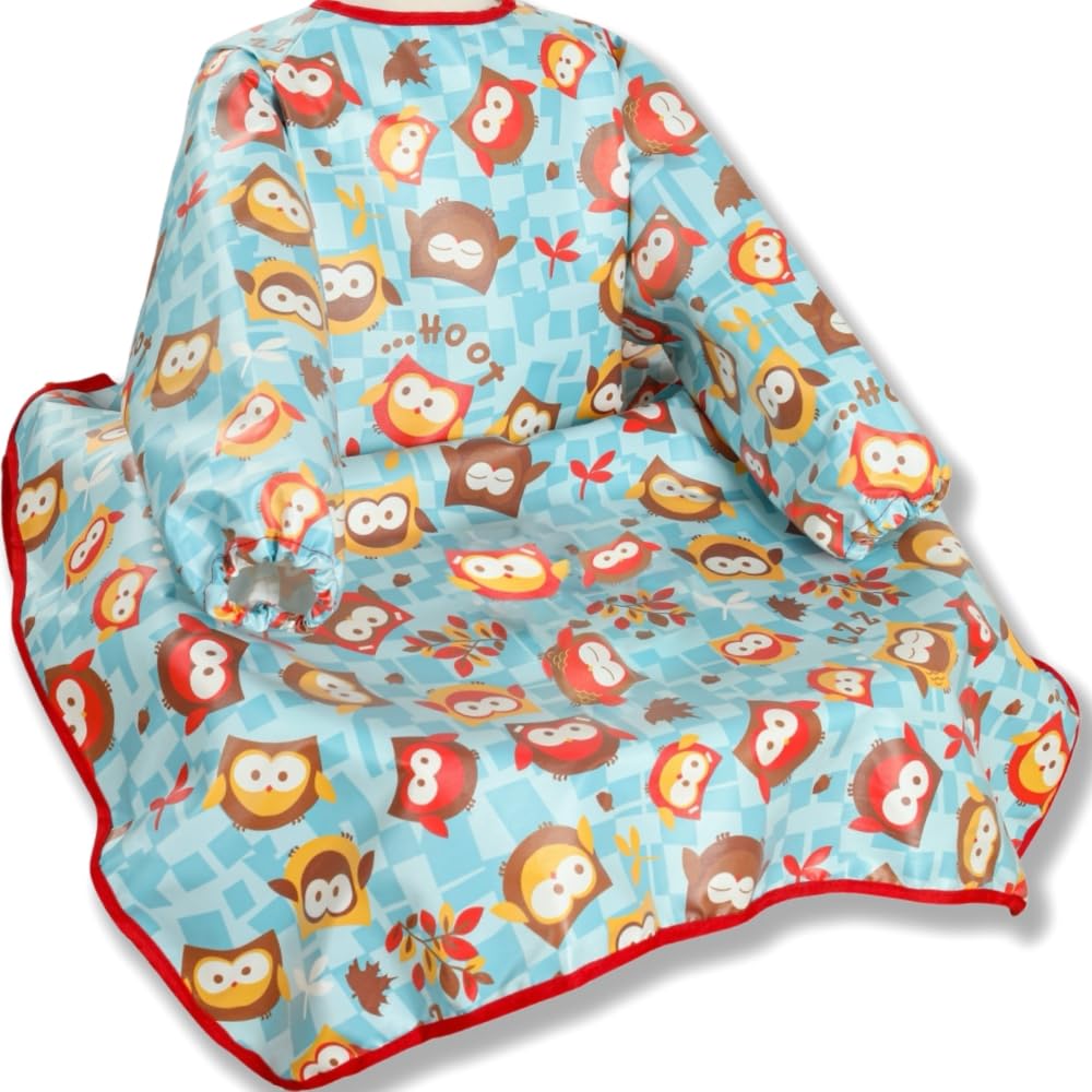 楽天ハローディア楽天市場店【送料無料】[スリーマッシュルーム] お食事エプロン 長袖 テーブルクロスー体型 離乳食エプロン ベビーチェア エプロン 子供 赤ちゃん 防水 軽量 名前入 お出かけ 汚いにくい 洗いやすいと乾きやすい