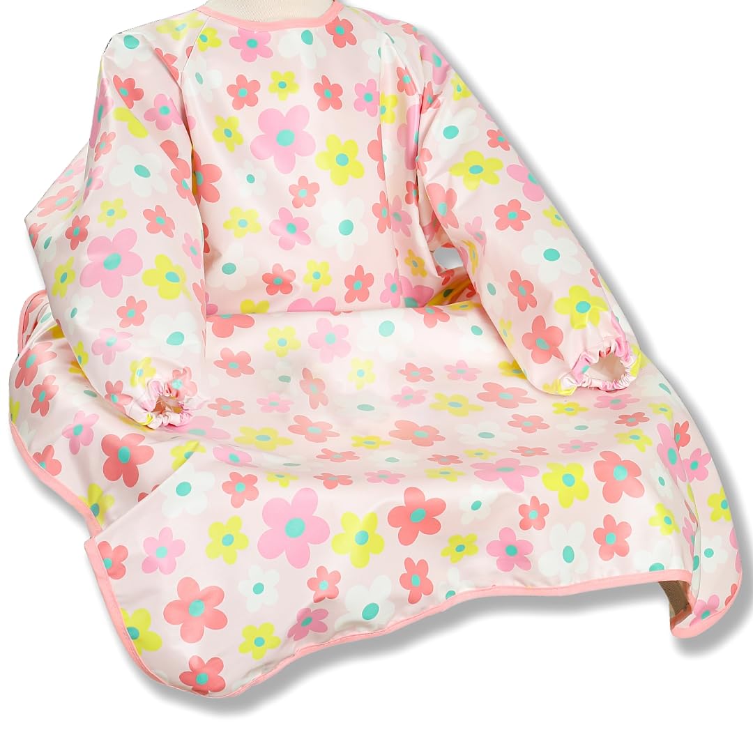 楽天ハローディア楽天市場店【送料無料】[スリーマッシュルーム] お食事エプロン 長袖 テーブルクロスー体型 離乳食エプロン ベビーチェア エプロン 子供 赤ちゃん 防水 軽量 名前入 お出かけ 汚いにくい 洗いやすいと乾きやすい