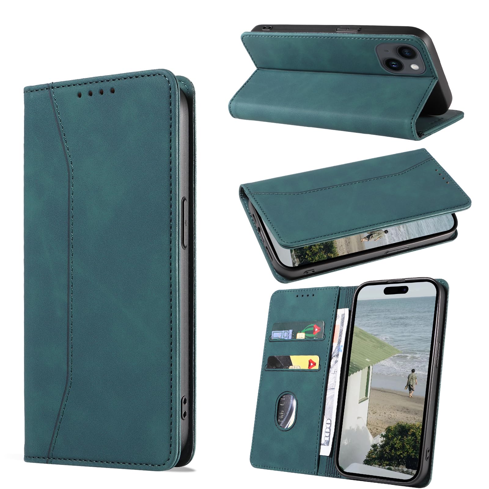 【送料無料】KWATUNG アイフォン 15 ケース 手帳型 おしゃれ iPhone 15 手帳型ケース 肌感レザー iPhone 15 カバー 内蔵マグネット耐衝撃 iphone15 スマホケース 手帳型 カード収納 スタンド機能 あいふぉん15ケース手帳型 全面保護 アイフォン 15 手帳型 ケース 6.1イン