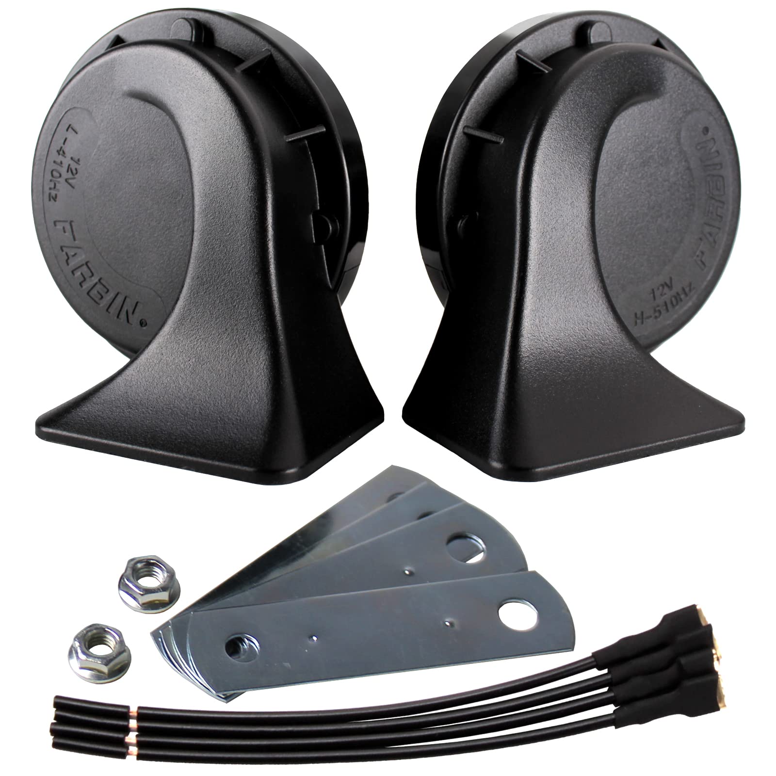 【送料無料】FARBIN ホーン24V汎用 ツイントーン ホーンセット 410Hz+510Hz 高音/低音 2個入 ABS材質 120dB 渦巻き型 迫力あるサウンド 24Vのトラック船舶などに適しています