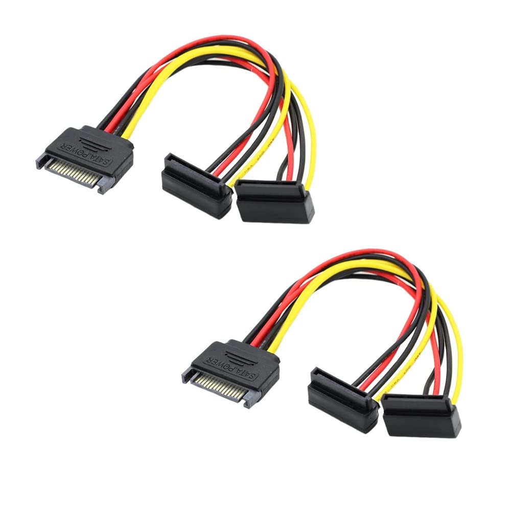 【送料無料】YFFSFDC SATA分配ケーブル 2本セット L型 SATA電源ケーブル 2分岐 二股電源ケーブル SATA..