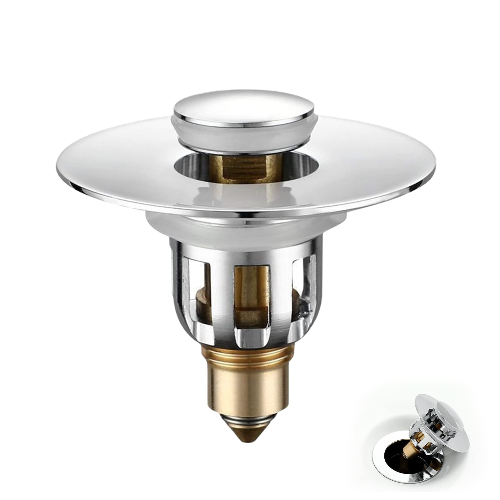 【送料無料】洗面台ポップアップ 洗面台 ゴミ受け 目詰まり防止 排水栓 排水口 排水用品 洗面器 浴槽 バスタブ バスルーム 浴室シンク 洗面化粧台 流し台 キッチン 台所用 目詰まり防止バスケット付き、ヘアキャッチャー ユニバーサルバスルームシンクストッパー アップ