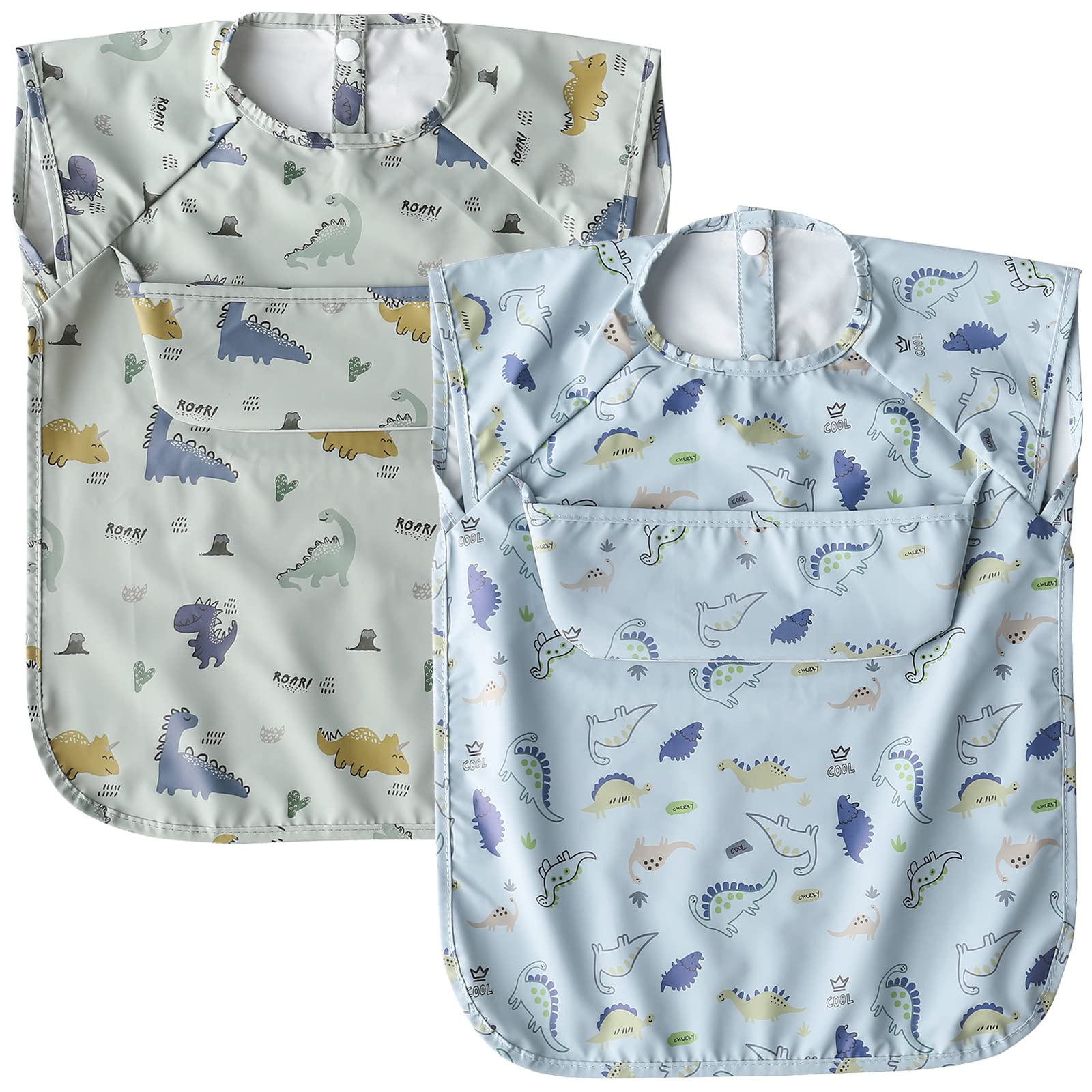 楽天ハローディア楽天市場店【送料無料】[GoUseGo] お食事エプロン ベビー 離乳食エプロン 2枚セット 袖なし 食事用エプロン ノースリーブ 防水 お食事スタイ 洗える 幼児 赤ちゃん 1歳 2歳 3歳 4歳 5歳 エプロン スモック 子供 キッズ 保育園 幼稚園用